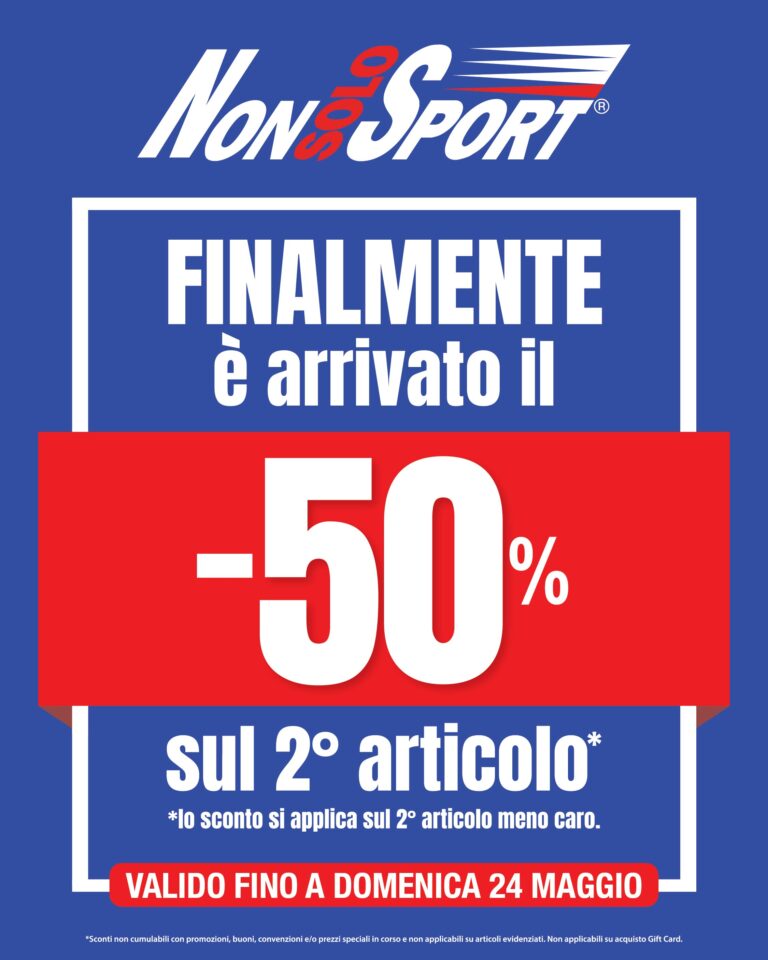 Promo -50% sul secondo articolo meno caro!